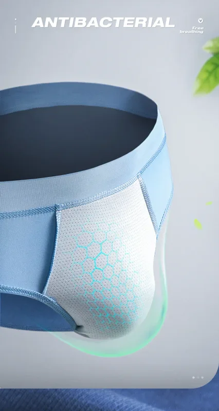 3PCS men's ice - silk underwear. Thin - style for summer, with U - convex briefs. Breathable, solid - colored shorts — image 12