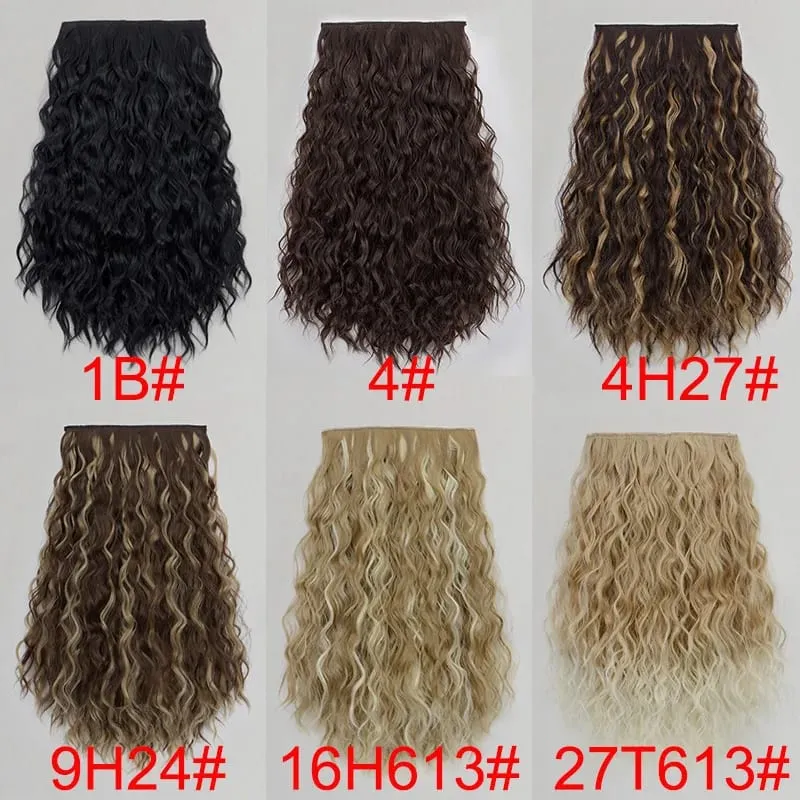 18Inch Synthetic Long Curly Wave Hair Extensions 6 Clip Heat Resistant Silky Hairpiece For Women Daily Party Use — image 3