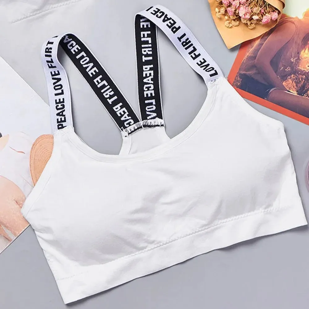Comfortable Workout Activewear Without Underwire Sports Underwear Women Yoga Fitness Seamless Crop Top Wide Letter — image 10