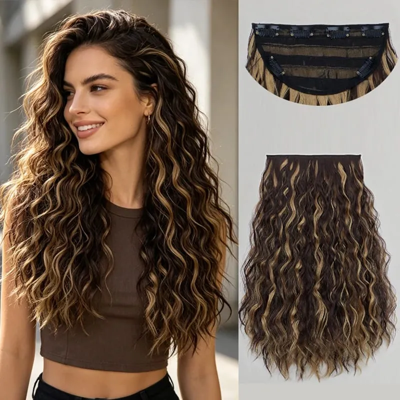 18Inch Synthetic Long Curly Wave Hair Extensions 6 Clip Heat Resistant Silky Hairpiece For Women Daily Party Use — image 10