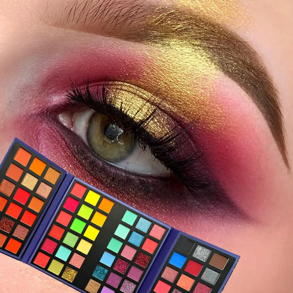 72 Colors Eyeshadow Palette with 8Pcs Makeup Brushes Matte Shimmer Glitter Bright Colorful Eye Shadow Makeup Kit for Party Stage