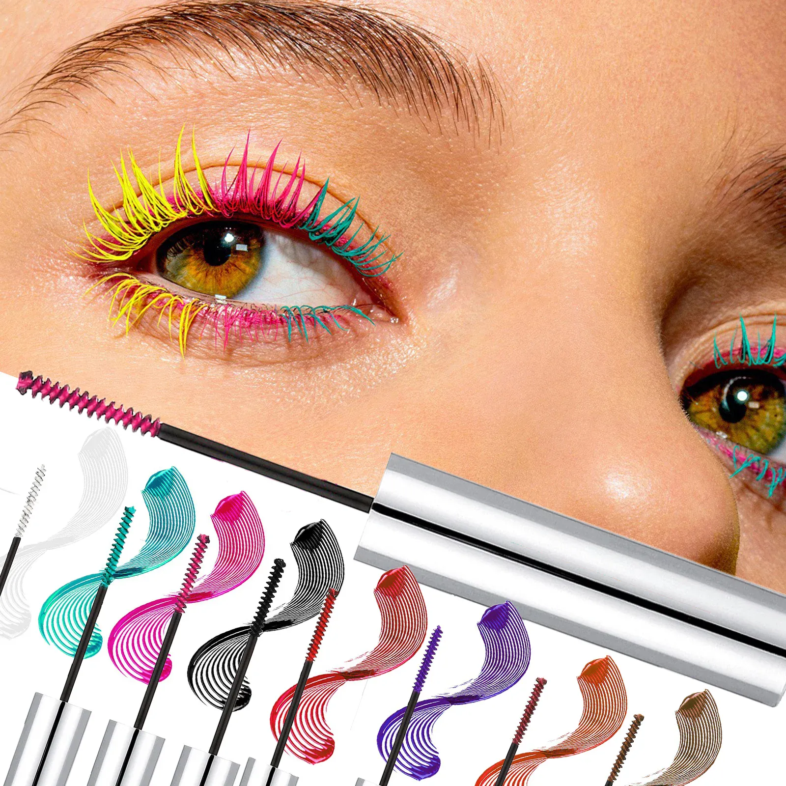 Colorful Slender Mascara Waterproof Fast Drying Curling Eyelashes Multicolor Lashes Makeup Long Lasting Blue Green Cosmetics — image 5