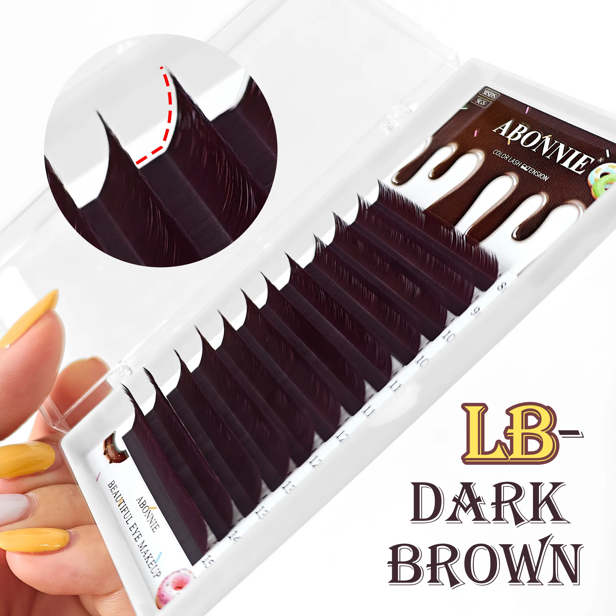 Abonnie LB Dark Brown Lashes Brown Color Classic Eyelash Extensions Foxy Eye Fluffy Individual Eyelashes — image 2