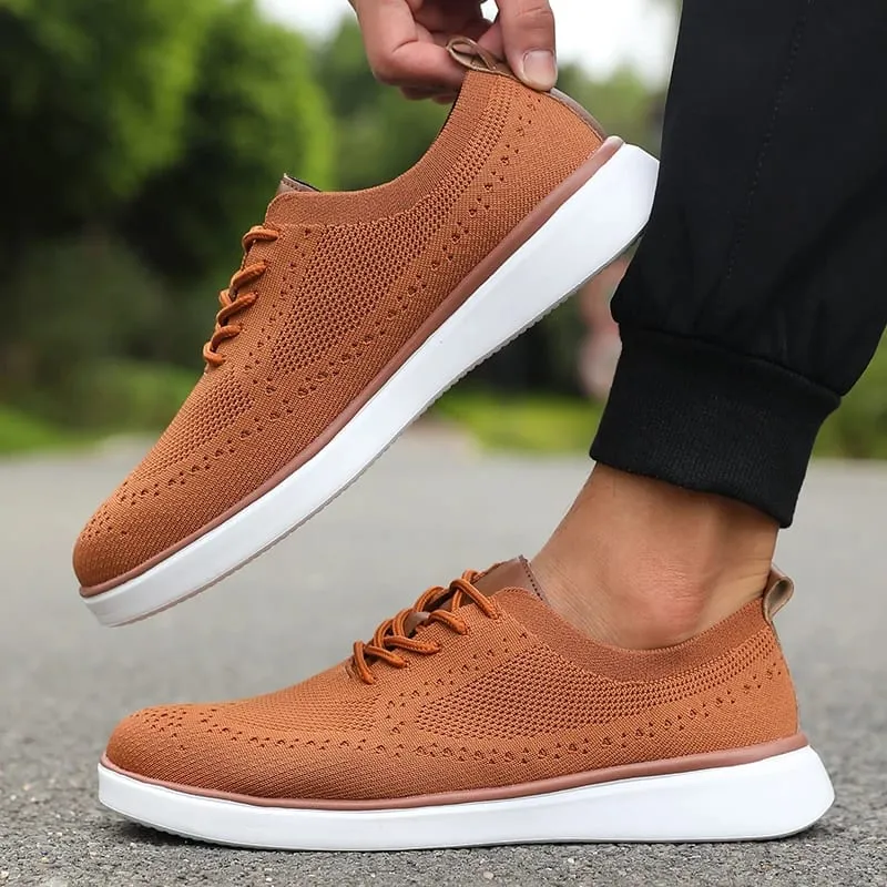 Sleek Men's Casual Shoes Breathable Mesh Upper Comfortable Insole Non-Slip Sole Casual Walking Shoes Knit Design Flexible Sole — image 3