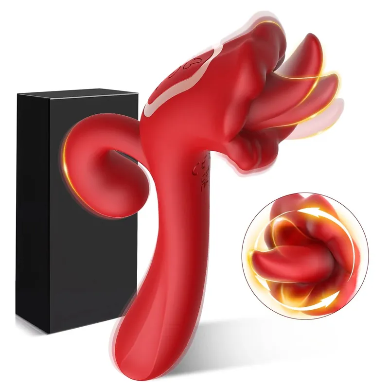 3 IN 1 Tongue Rabbit Vibrators Dildo for Women Adult Sex Toys G Spot Clitoral Stimulator Nipple Massager Masturbator Sex Toys 18