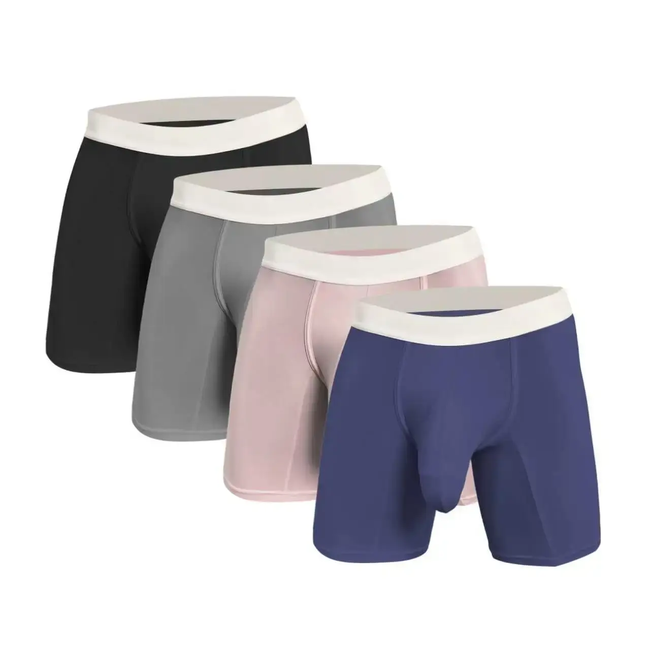 Mens Cool Ice Silk Boxer Briefs Extra Deep Pouch Breathable Long Running Sport Gym Underwear Anti Chafe Free Soft Trunks — image 7