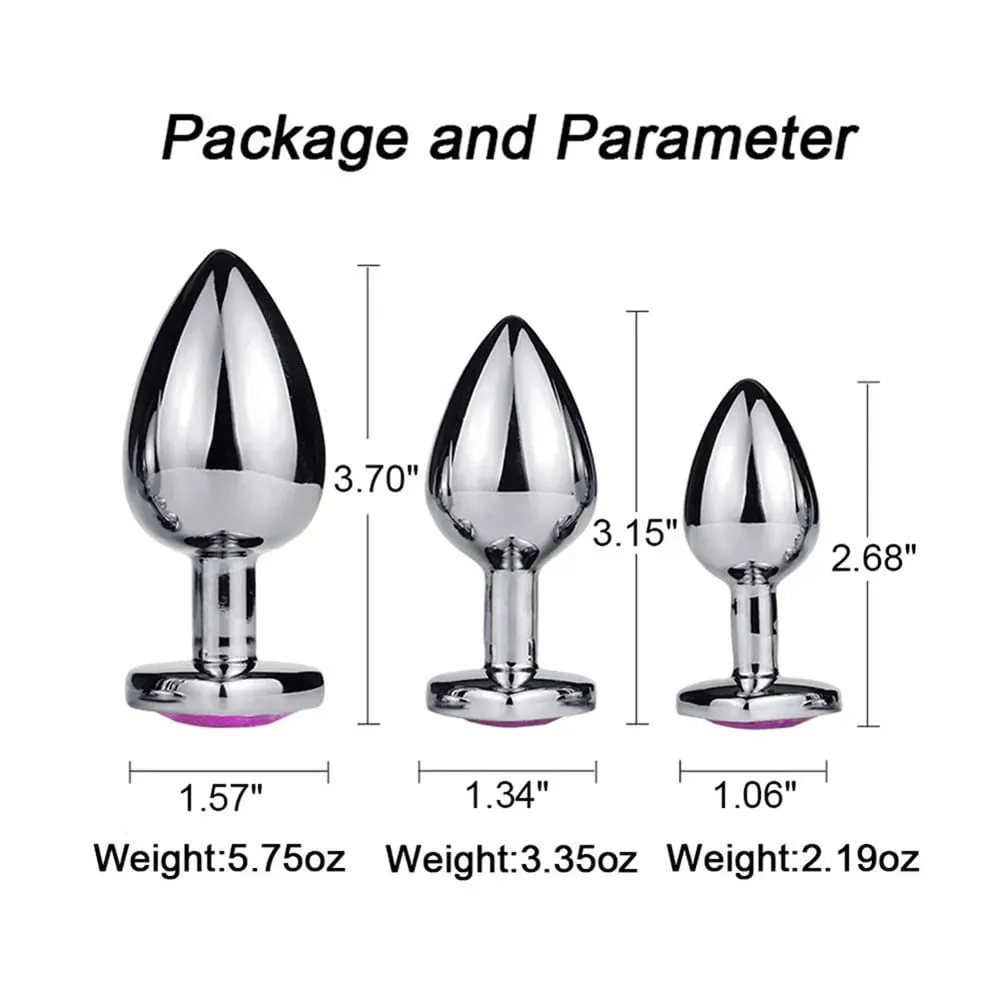 Anal Plug Heart 3 Sizes Stainless Steel Crystal Anal Plug Removable Butt Plug Stimulator Anal Sex Toys Prostate Massager Dildo — image 2