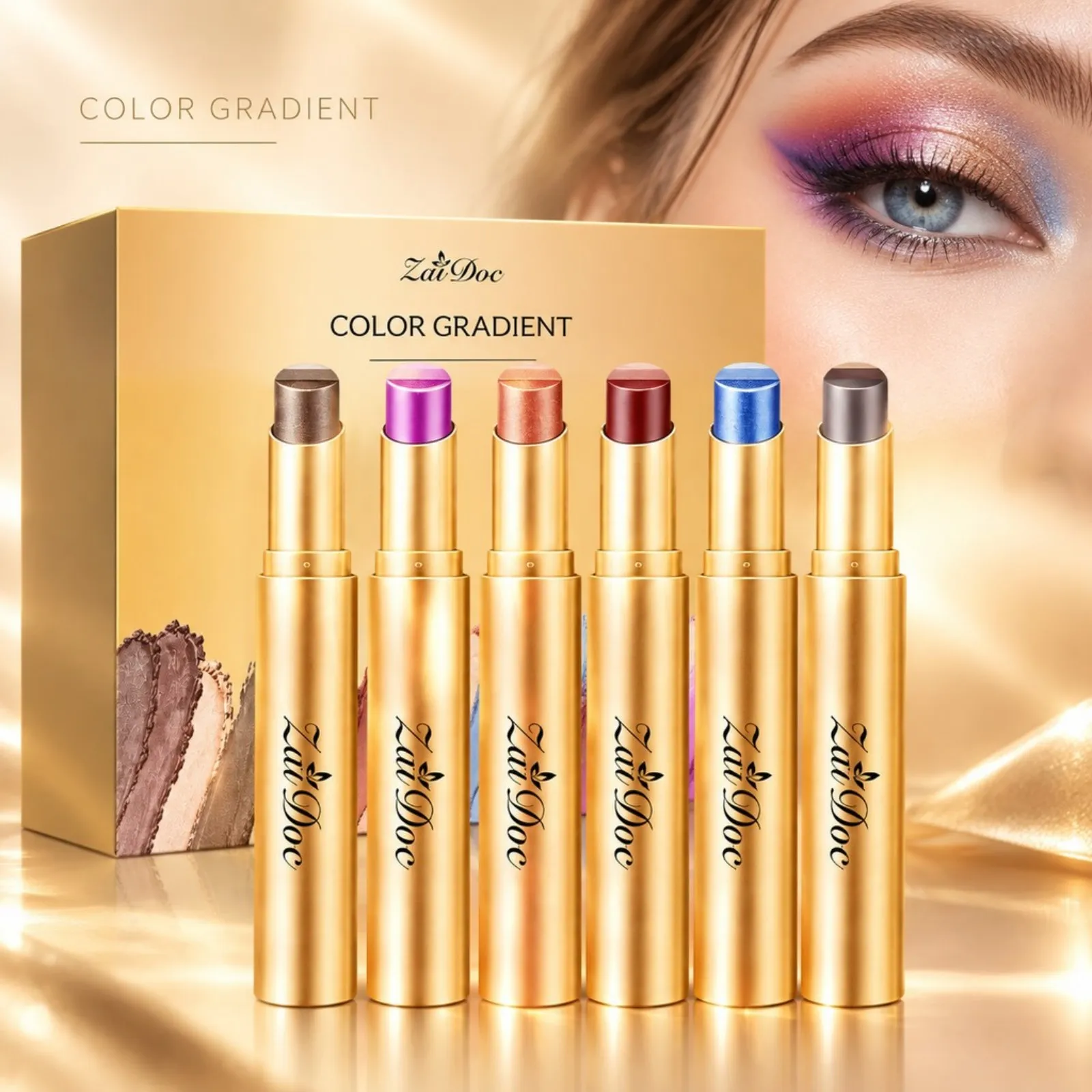 6pcs Multi Color Eyeshadow Stick Set Long Lasting Smooth Blendable Moisturizing Non Drying Beginner Friendly Eye Makeup Women — image 1