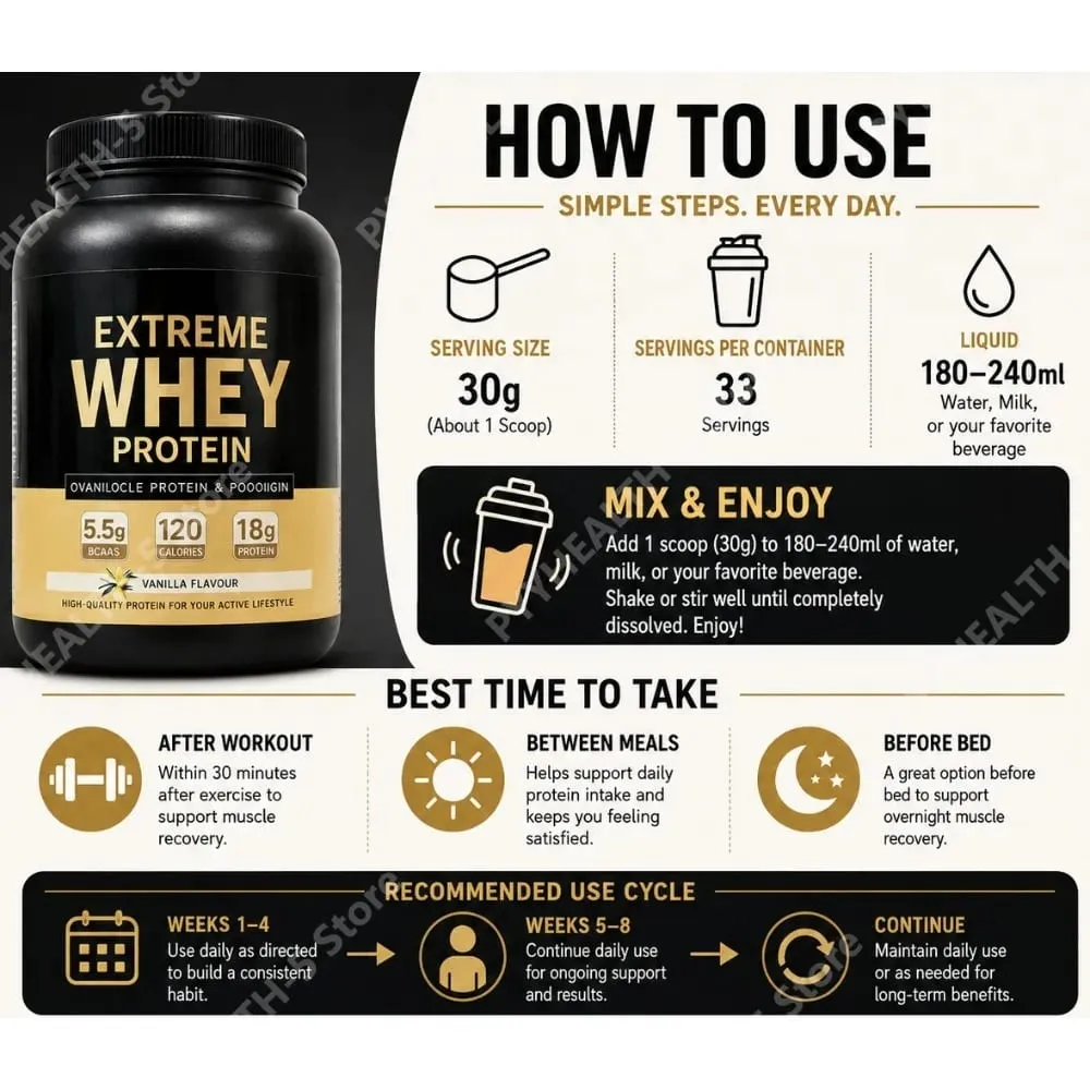 Vanilla Whey Protein Powder 2.2lb 18g Protein 33 Servings Fitness Nutrition Daily Protein Support for Adults — image 7
