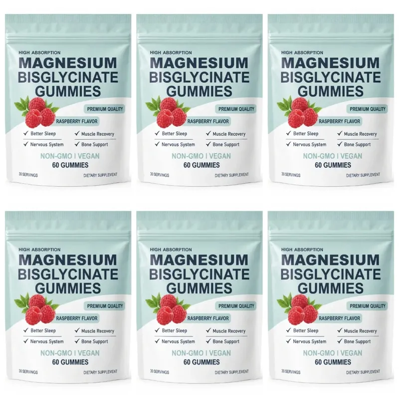 High Absorption Magnesium Bisglycinate Gummies Vegan Raspberry Flavor 60 Count Support Muscle Bone Health Non GMO Gluten Free — image 12