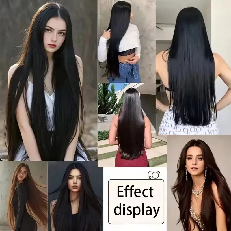 32 Inch Synthetic No Clips Invisible Wire Hair Extension Artificial Natural Fake False Long Straight Hairpiece Blonde For Women — image 7