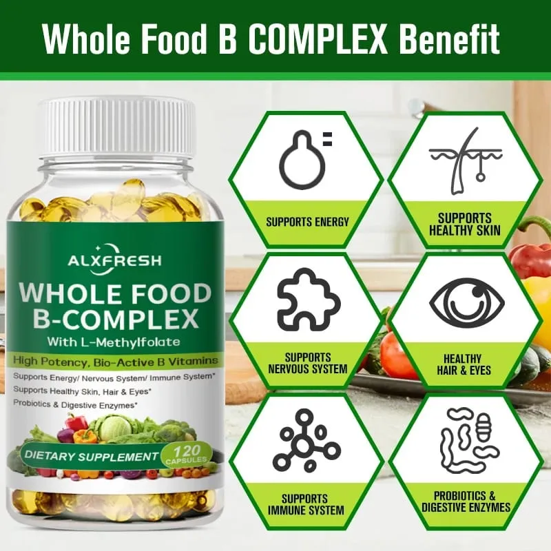 Vitamin B Complex Capsules Promote Energy Metabolism Relieve Fatigue Improve Memory Mood Anxiety Improve Skin Hair Nail Health
