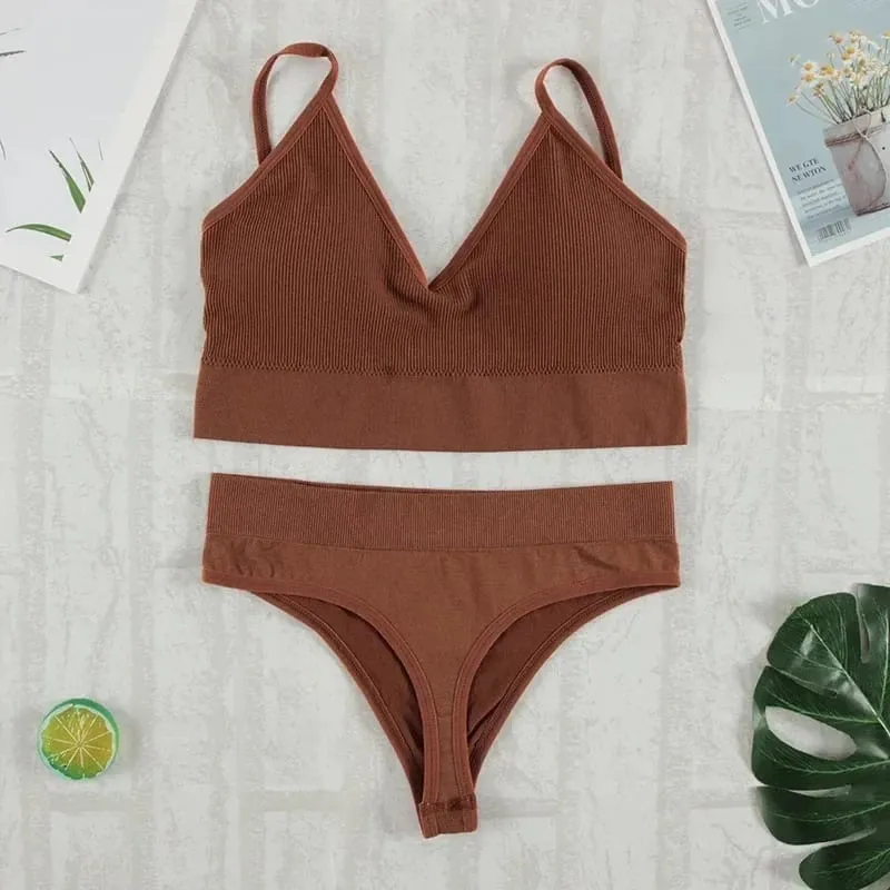 2 Pcs Bra Set Underwear Set Women Panties Sexy G-String Seamless Bralette Female Lingerie Soft Tank Crop Top 2026 New — image 9