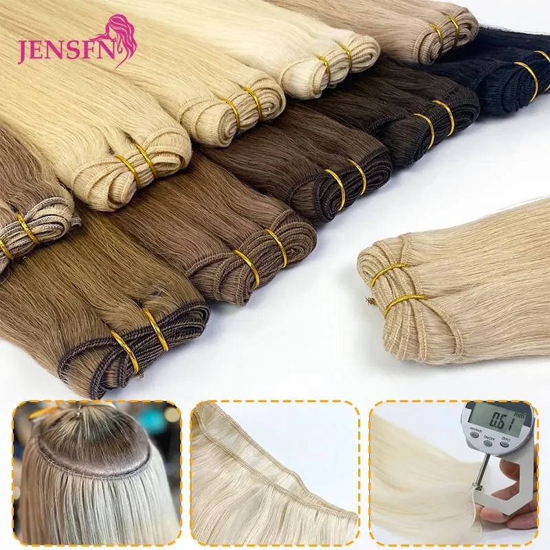 Straight 100% Real Human Hair Weft Bundles Extensions 50g/Pcs 16"-24" Remy Natural Hair Sew In Weaves Brown Blonde Color — image 1