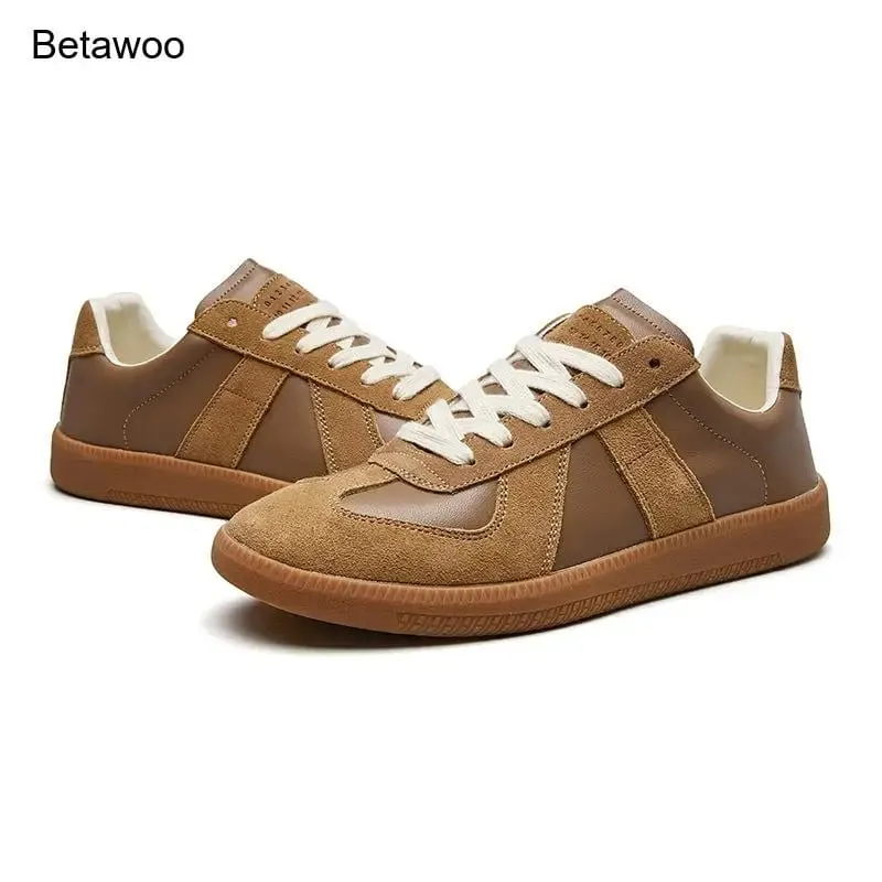 Men Retro Suede Leather Casual Sneakers Lace Up Flat Skate Shoes Comfortable Non Slip Sports Shoes for Men — image 3