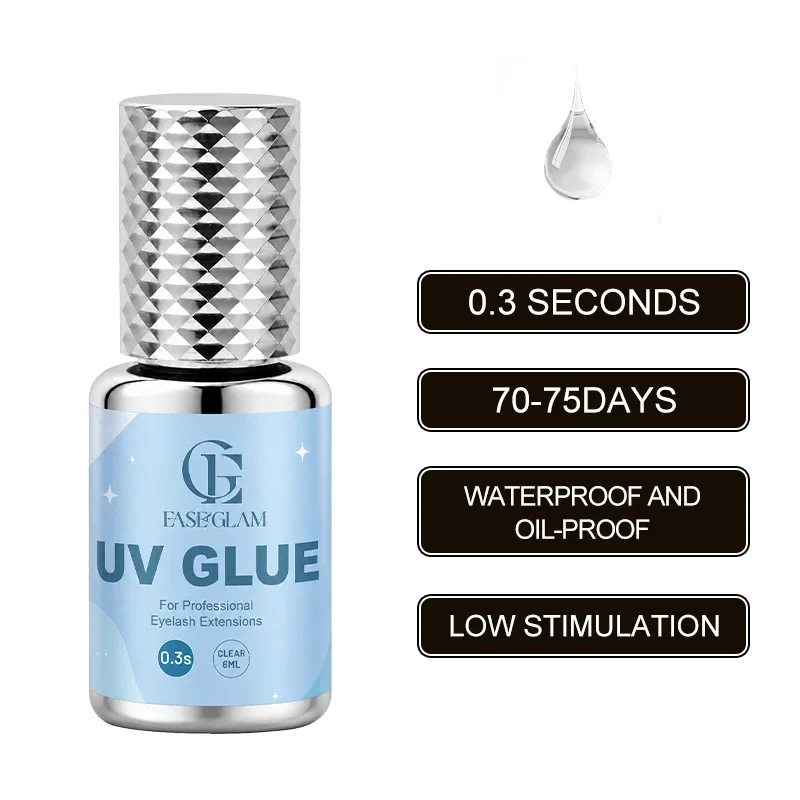 EaseGlam 0.3S UV Eyelash Glue for Lash Extension Low Irritation Strong UV Lash Glue for Makeup Black Purple Led Adhesive 4 Color — image 8