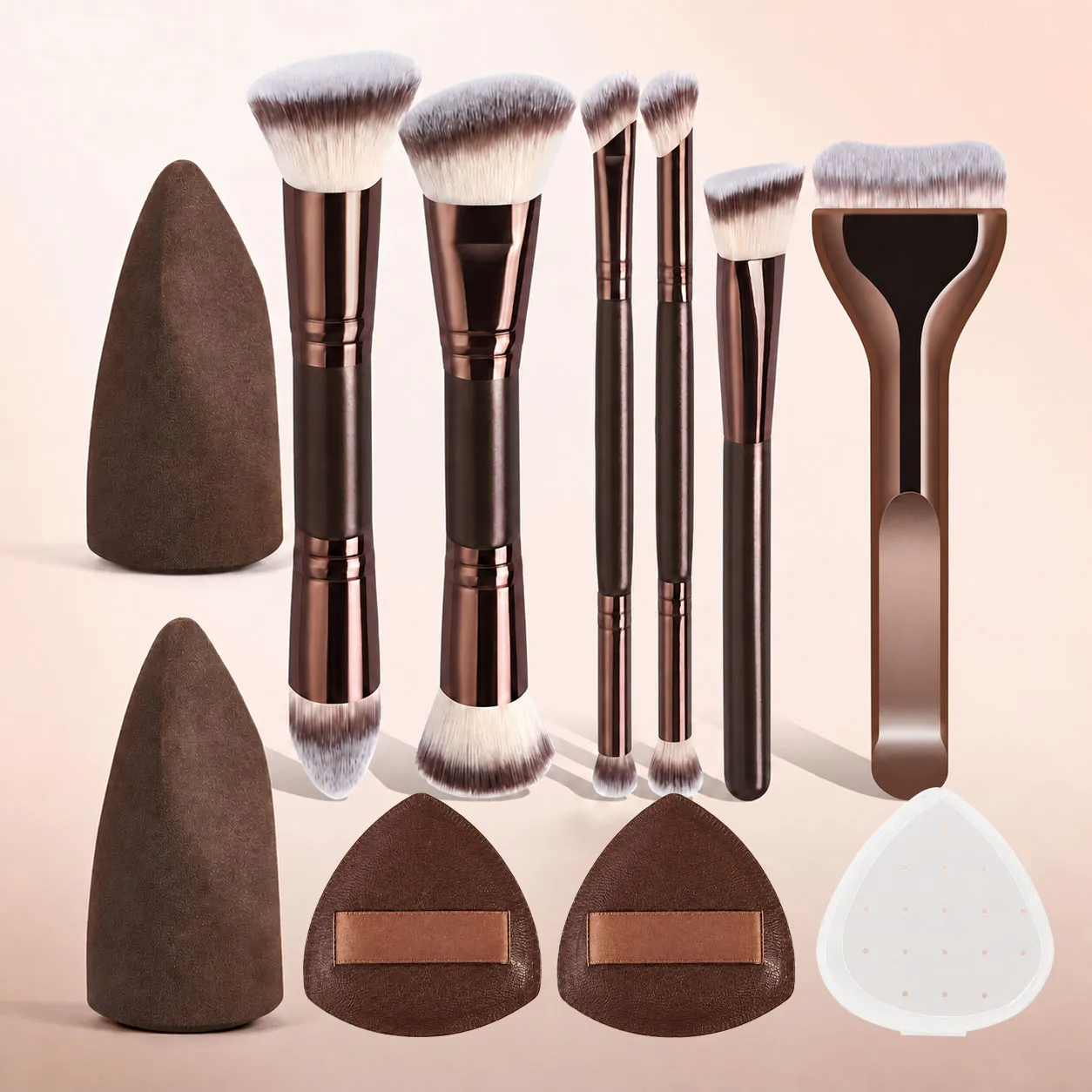 Makeup Brush Set 6pcs Double Headed Makeup Brushes 4pcs Air Cushion Puff Multifunctional Foundation Brush Concealer Brush Powder — image 1