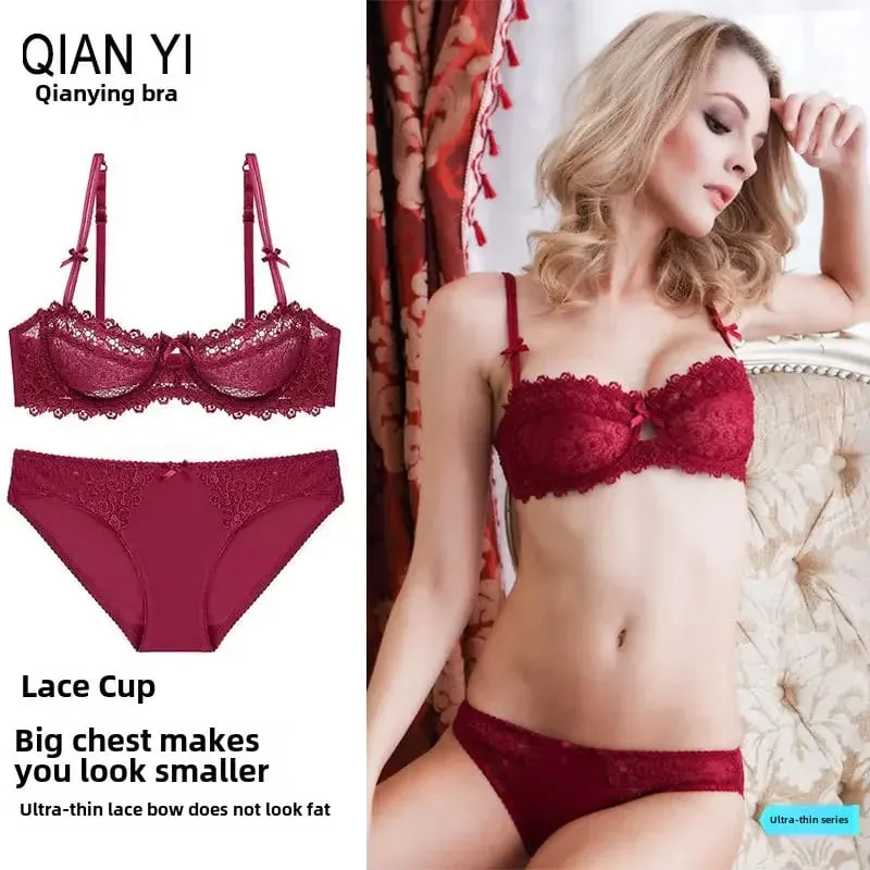 Amazon New Sexyredlace Bra Suit Summer Slimming Bras Thin Gathered Style Lingerie Other Materials Versatile Color Options — image 3