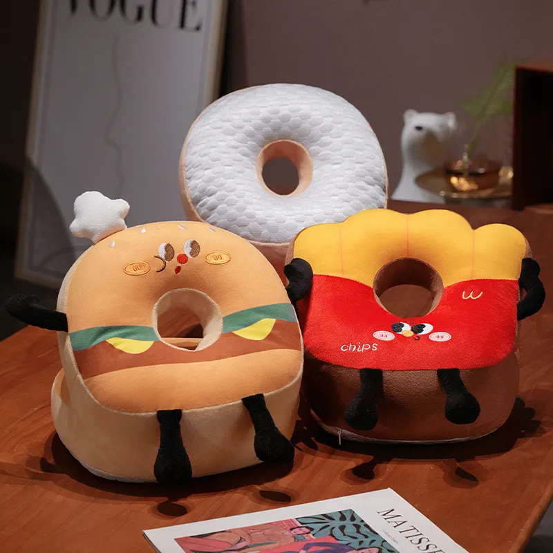 Hamburger Chips Plush Kawaii Sleeping Pillow Cartoon Cushion for Office Chair Waist Backrest Cushion Sofa Home Decor Kid Gifts — image 2