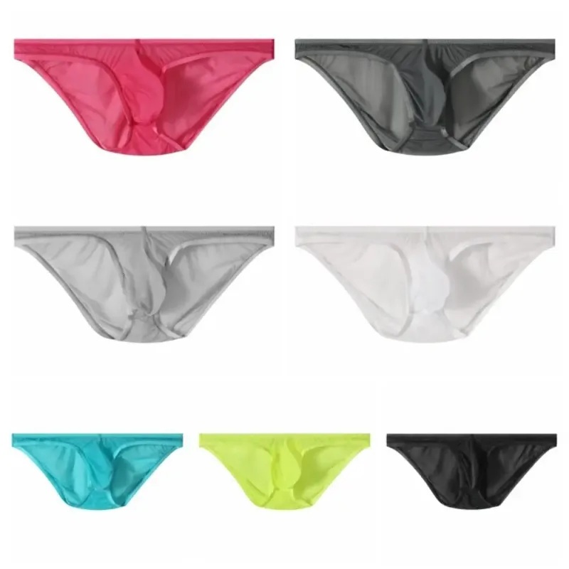 Breathable Low Waist Ice Silk Briefs Transparent Lingerie Bikini Briefs Ultra-Thin Mesh Men's Triangle Panties Summer — image 2