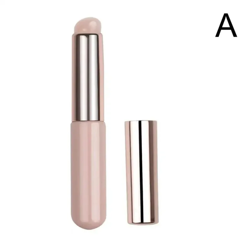 1Pc Silicone Lip Brushes with Cover Cap Concealer Brush Like Fingertips Q Soft Lipstick Makeup Brushes Round Head No Broken Pink