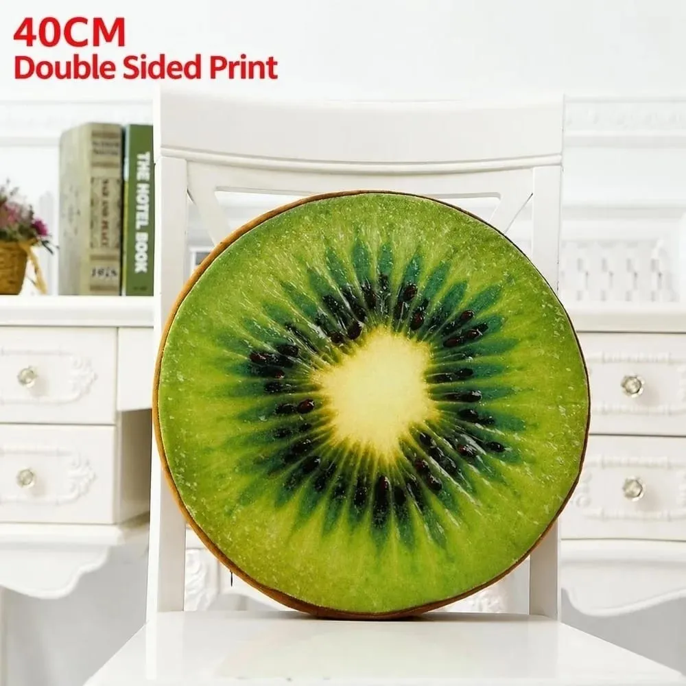 Creative Round Fruit Pillow Fruit Slice Print Plush Fabric Seat Cushion Simulation Stuffed Inner Plush Pillow Sofa Decor — image 14