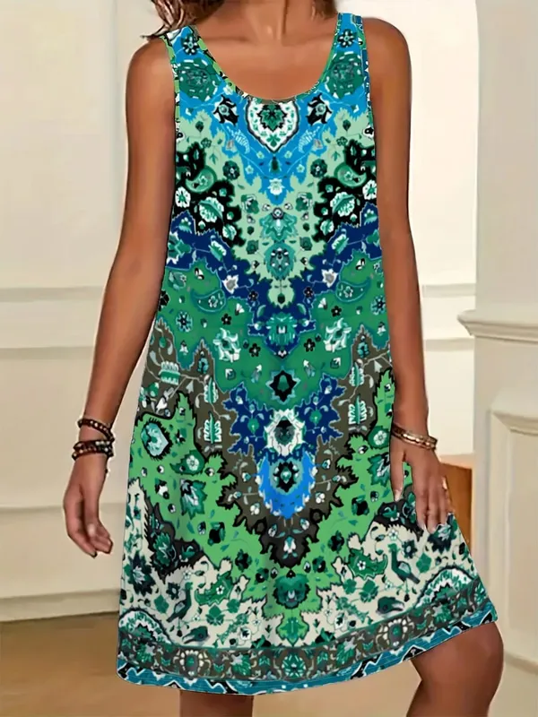 2026 Summer Women's Sleeveless Dresses Knee-Length Round-Neck Dresses Beach and Vacation Casual Dresses Printed Women's Dresses — image 16