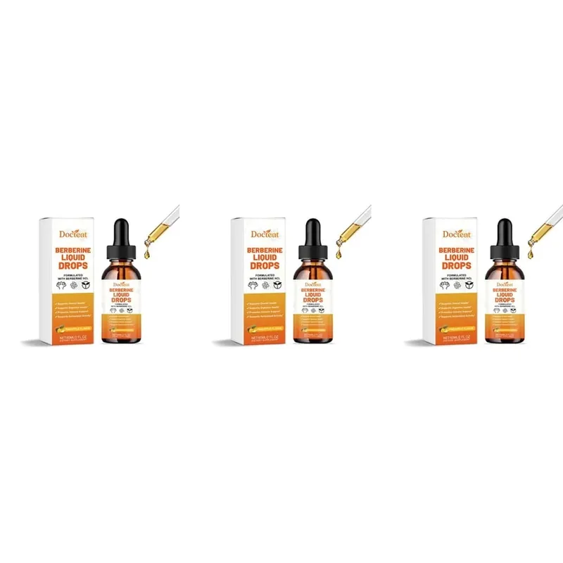Docteat Berberine HCl Liquid Drops Supports Digestive Health with Ceylon Cinnamon and Green Coffee Bean Pineapple Flavor 60 Ml
