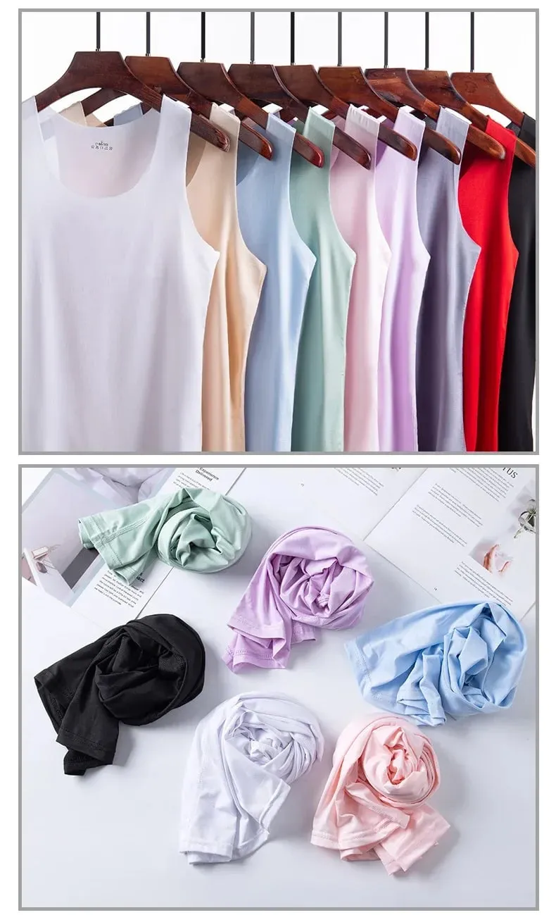 Summer Women Tank Tops Ice Silk Seamless Vest Female Thin Breathable Sleeveless Shirts Slim Camisoles Undershirts Black M-4XL — image 9