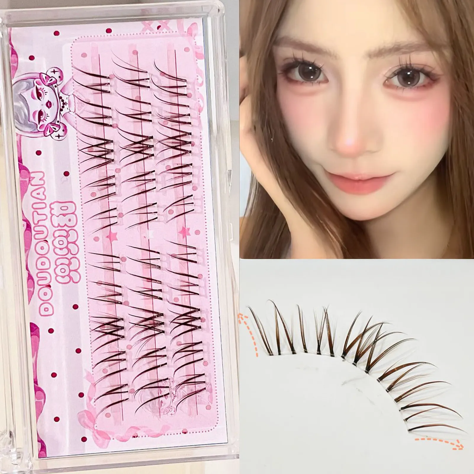 3/10 Rows Sweet Brown Wispy False Eyelashes Natural Airy Manga Style Eyelash Extension For Beginners 7-12mm Perfect Eye Makeup