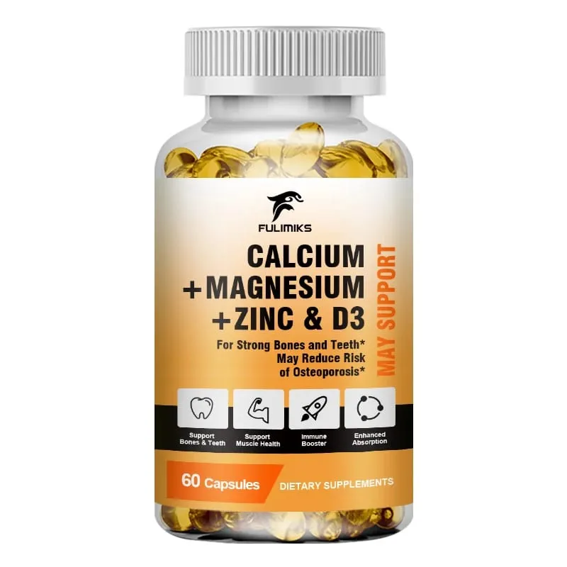 Bone Support Capsules Calcium Magnesium Zinc with D3 Enhances Absorption Supports Bone Strength Immunity & Muscle Health