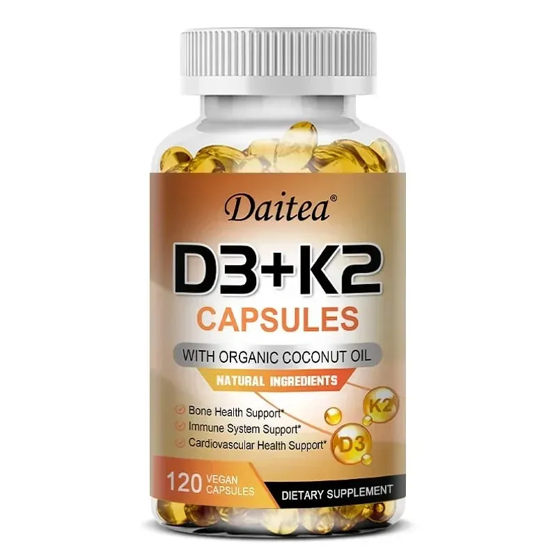 Vitamin D3 K2 Capsule - 5000 IU Vitamin D3 Promotes Strong Bones Calcium Absorption Teeth Heart Cardiovascular Health — image 9