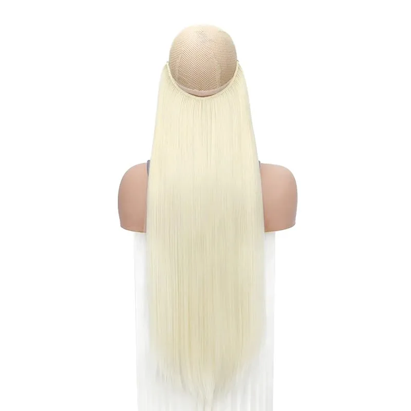 22Inch Synthetic Long Straight Fish Line Hair Extension Invisible Wire Halo Hairpiece Heat Resistant Fiber Hair for Women — image 8