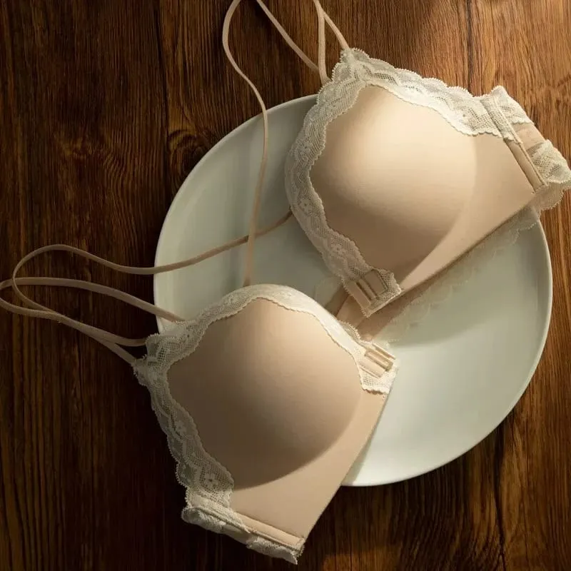 Small Bust Front Hook Wireless Push Up Bra Thin Straps Beauty Back Anti Sagging Side Breast Support Ladies Brassiere S-XL