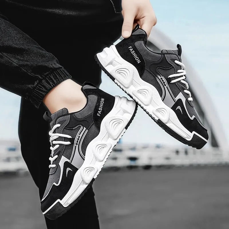 Men Sneakers Chunky Dad Shoes Colorblock Platform Casual Footwear Lace Up Thick Sole Breathable Streetwear Trainers — image 5