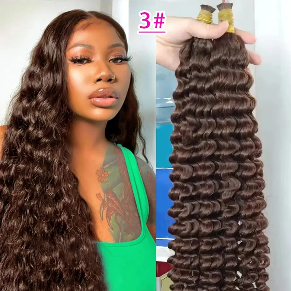 100% Human Hair Deep Wave Bulk Hair No Weft Bundles For Braiding Brazilian Virgin Hair Natural Wave Curly Hair Extensions Remy H — image 9
