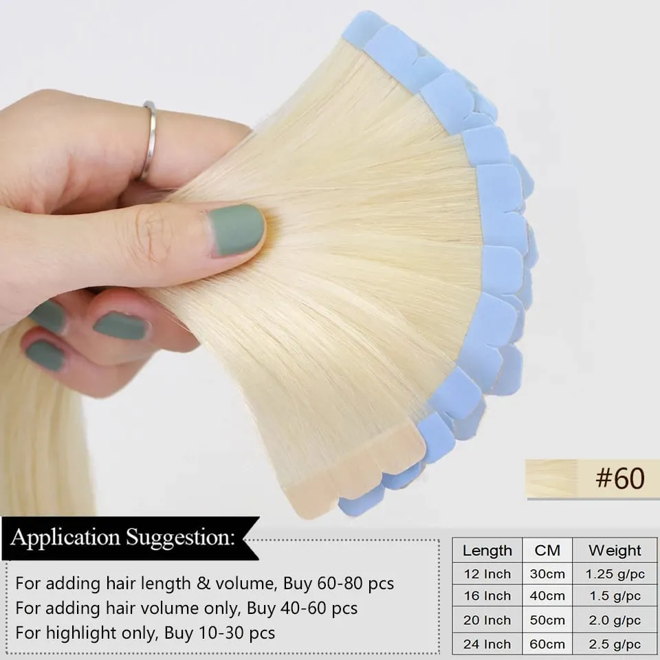 Mini Tape In Hair Extensions Human Hair PU Skin Weft Machine-Remy Straight Tape in Extensions 10pcs For Side Hair Tape ins