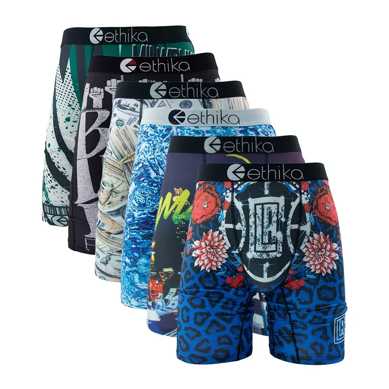 6Pcs Men Underwear Boxers Breathable Mesh Crotch Man Swimming Underpants Plus Size Mens Panties Trunks Men's Boxer Briefs
