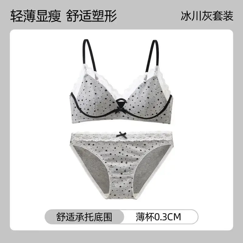 Womens Polka Dot Star Lace Wireless Bra Thin Push Up Anti Sag Bralette Small Chest Lift Teen Girls Casual Everyday Brassiere Hot — image 11