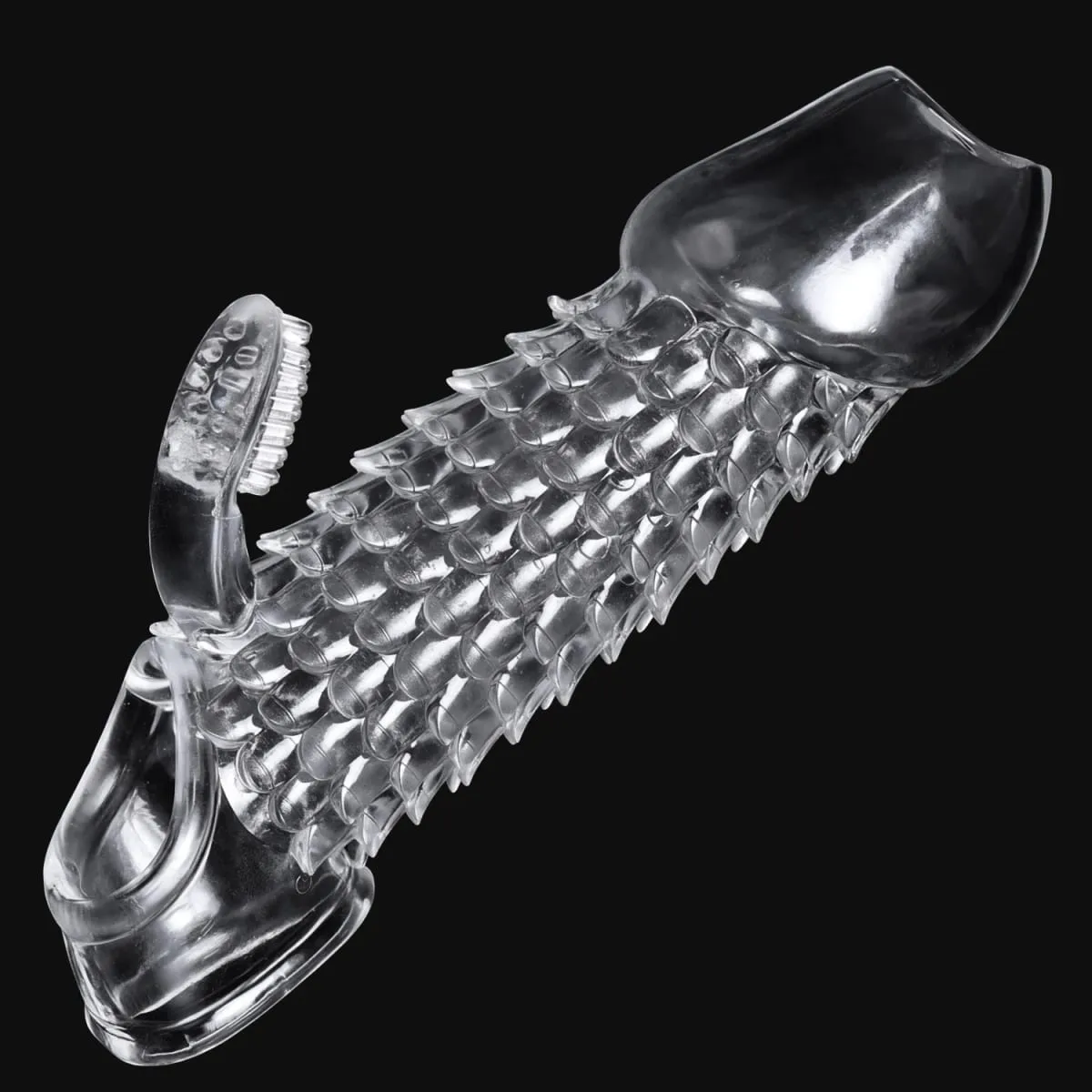 Reusable Tranaparent Penis Sleeve Enlargement Delay Ejaculation Soft TPE Dragon Scales Clear Cock Sleeve Adult Sex Toys for Men — image 1