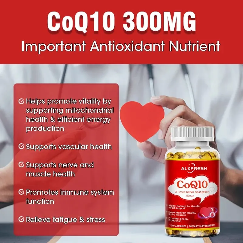 Alxfresh CoQ10 300 mg - 3x absorptie | 120/60 portie | Co-enzym Q-10 | Niet-GMO glutenvrij veganistisch | Dieetvitaminessupplement — image 3