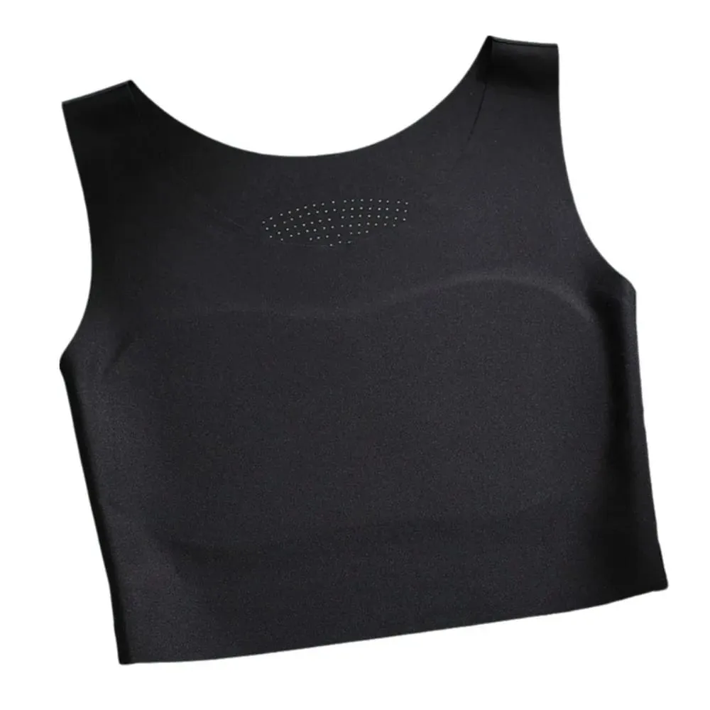 S/M/L/XL/XXL Chest Binding Underwear U Neck Design Fixed Cup Invisible Seamless Bra Soft Steel Ring Ice Silk Material
