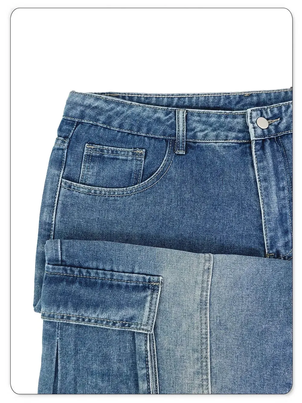 Men's American Retro Multi Pocket Cargo Jeans Suitable All Seasons Baggy Straight Leg Style Daily Street Casual Denim Pants — image 8