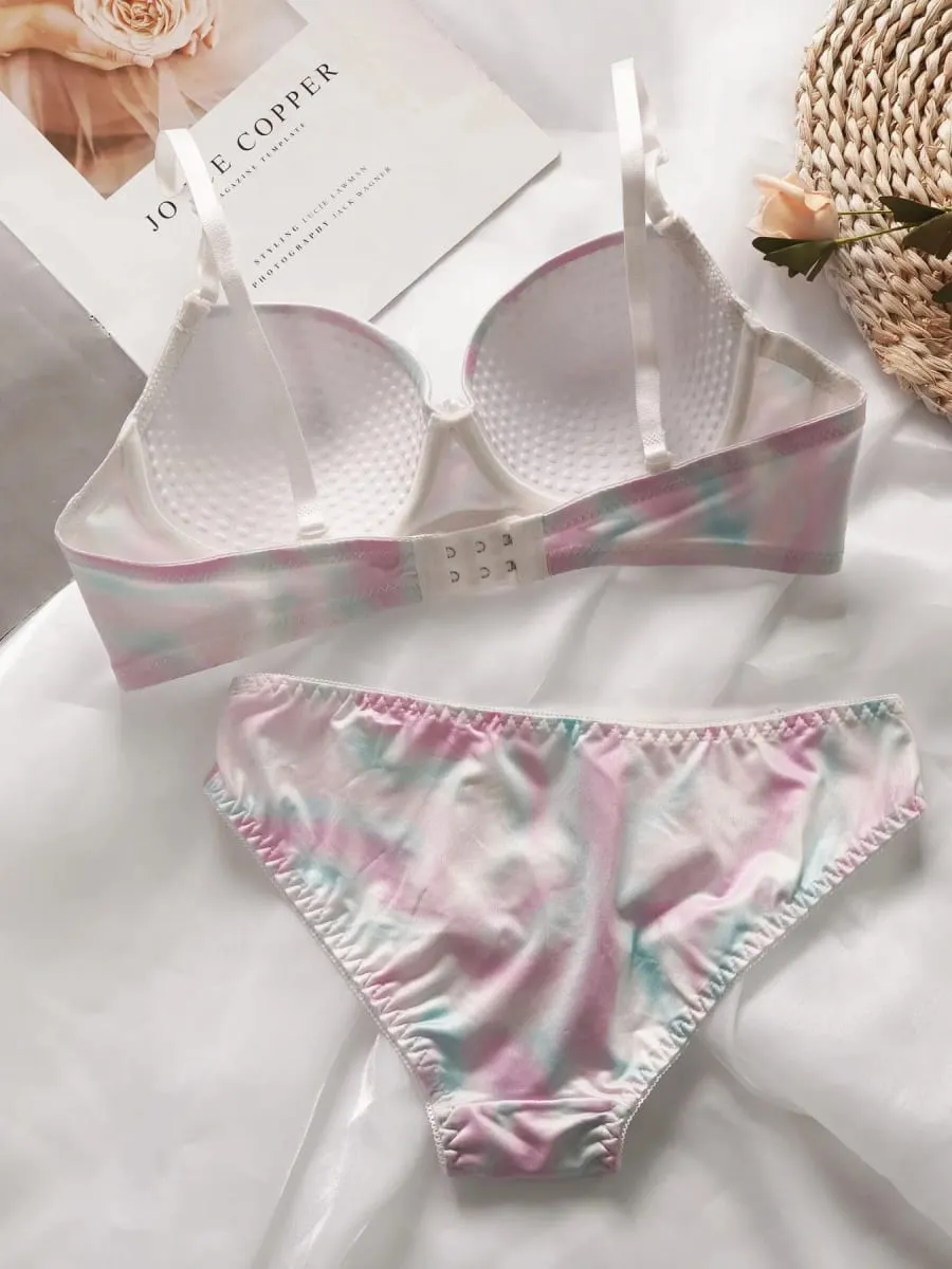우아한 여성 Bustier 코르셋 탑 인쇄 자수 브래지어 세트 통기성 푸시 업 조절 모양 란제리 2 조각 키트 — image 2