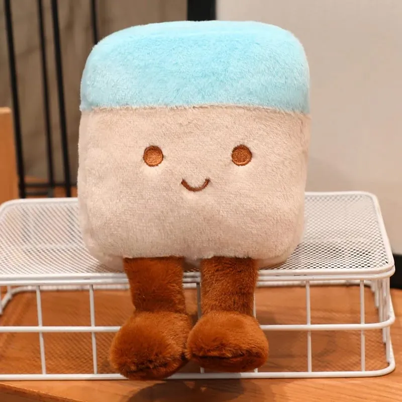 13/20cm Pencil Case Stationery Plush Humanoid Toy Stuffed Kawaii Eraser Ruler Doll Pendant with Loop Plushie Decor for Bag