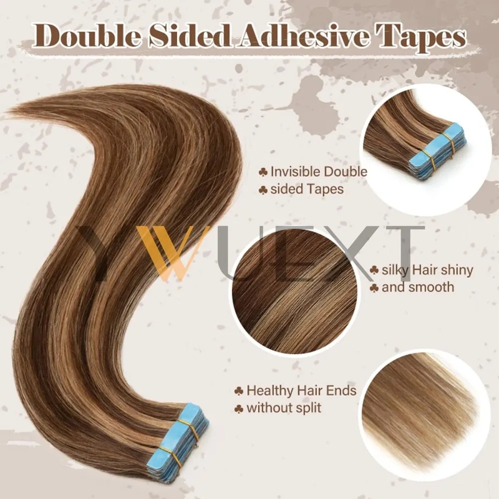 Real Human Hair Tape in Extensions 12''-20'' Natural Straight Black Seamless Tape Hair On Double Sided Tape 20pcs 50g/pack — image 4