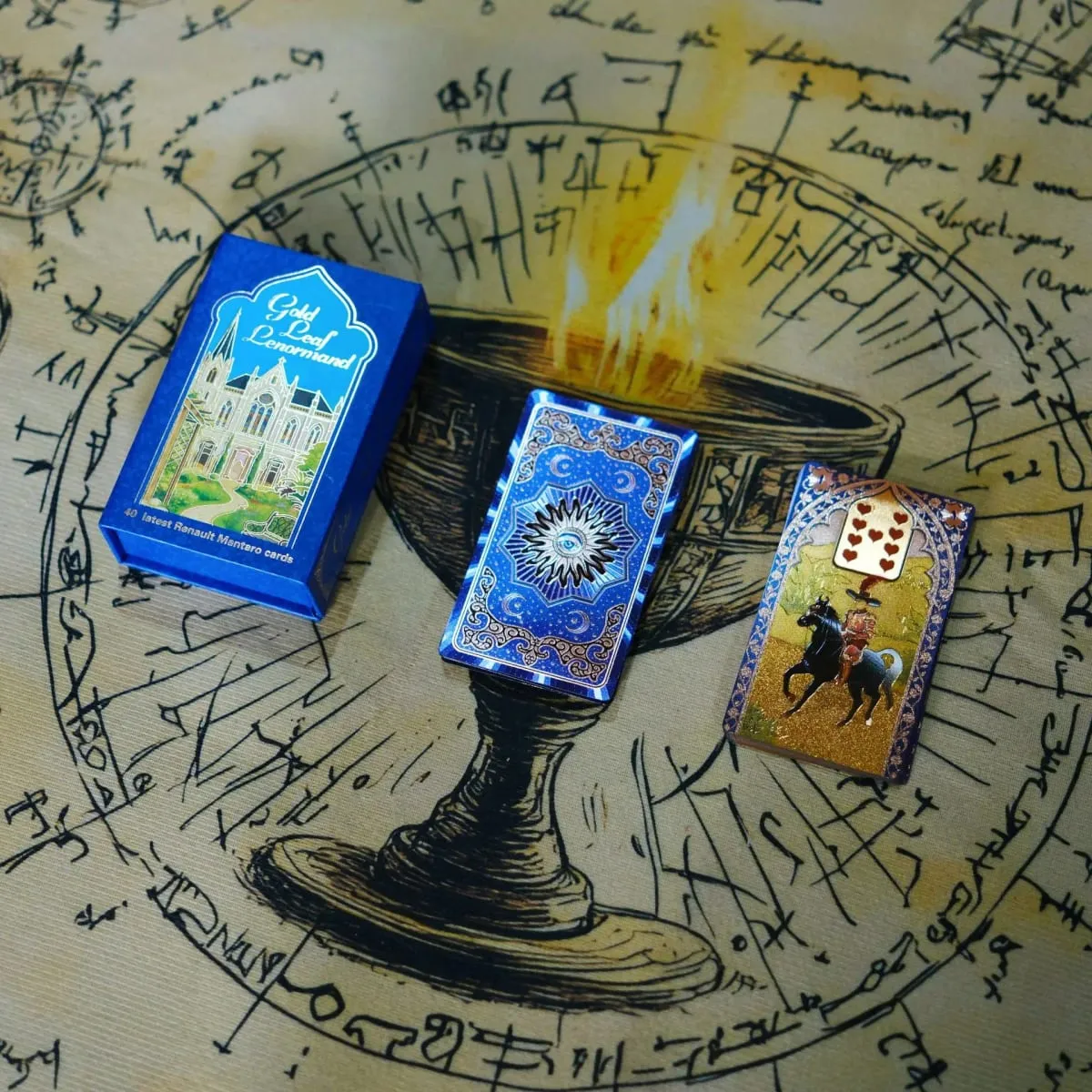 Kartu Oracle Rana George Lenormand 40 Buah Kartu PET Tahan Air 12*7Cm untuk Ramalan & Peramal