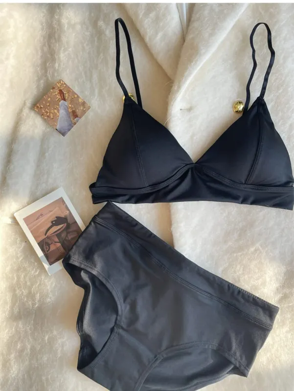 Triangle tasse imitation denim section mince sous-vêtements femme beauté dos lingerie rassemblé pour recueillir les seins ensemble de soutien-gorge confortable — image 6