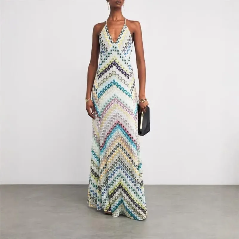 Spring Summer Female Boho Maxi Dresses Retro Sleeveless Women Holiday Long Skirt Sexy Deep V Neck Casual Party Dress Streetwear — image 3
