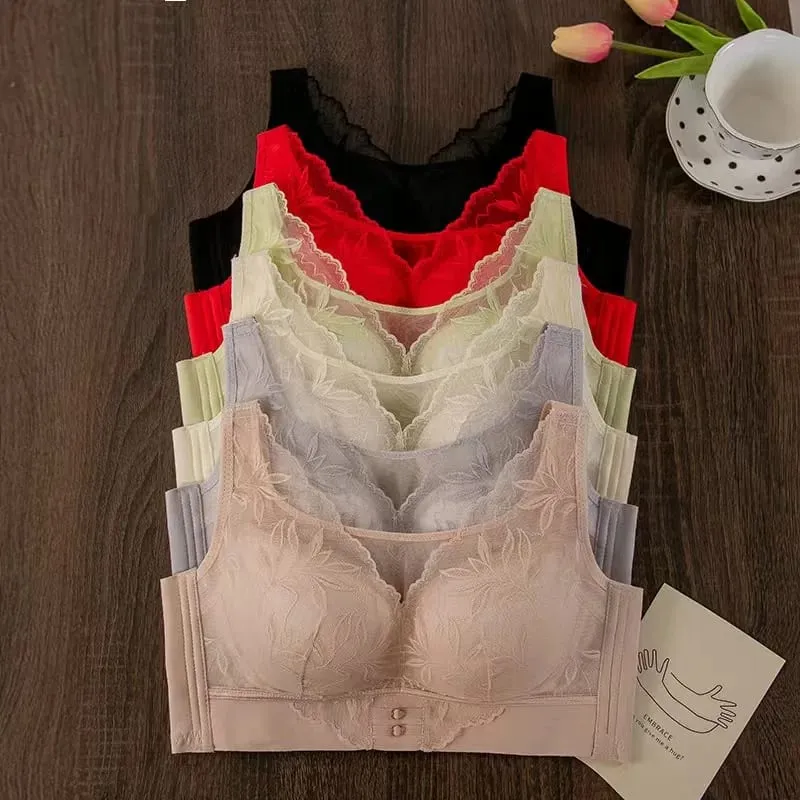 Plus Size Thin CD Cup Push up Bra Sexy Lace Wire-Free Soft Support Anti-Sagging Adjustable Lingerie Bra for Women — image 3
